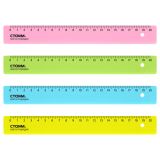 Линейка 20см СТАММ, пластиковая, прозрачная, неоновые цвета, ассорти